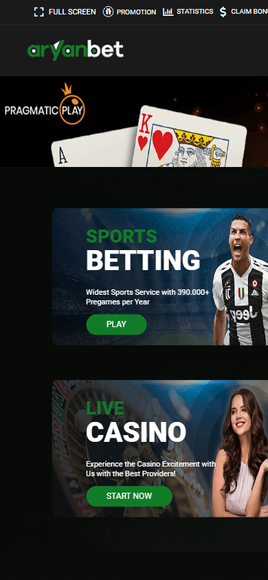 Aryanbet Casino Mobile screenshot